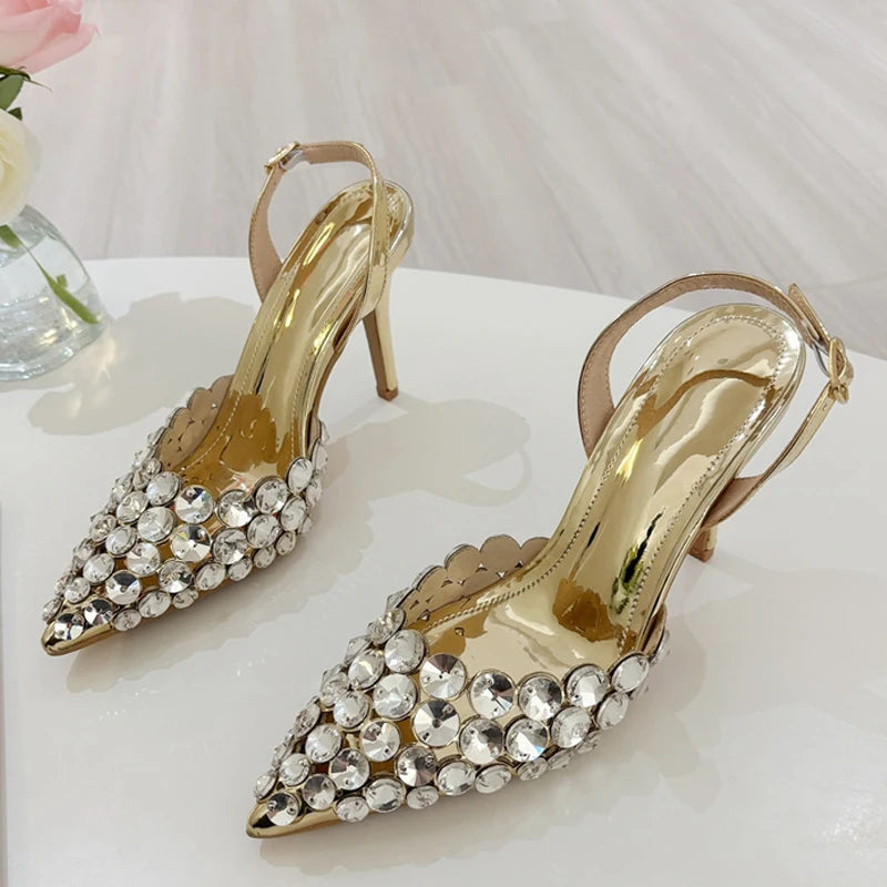 Elegant Pointed Toe Slingback Stiletto Sandals High Heels Pumps