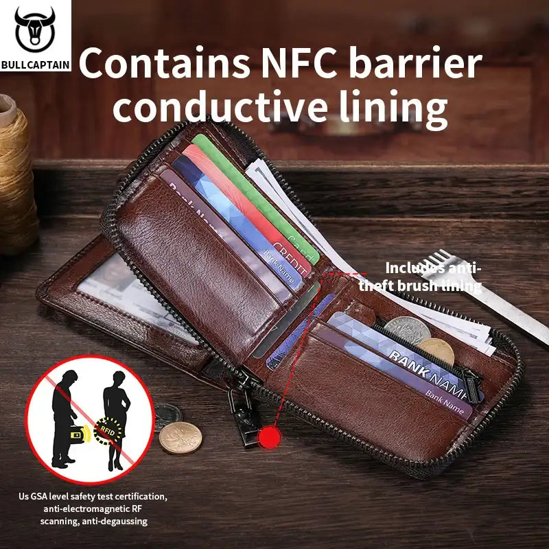 Genuine Leather Men's Bifold Wallet