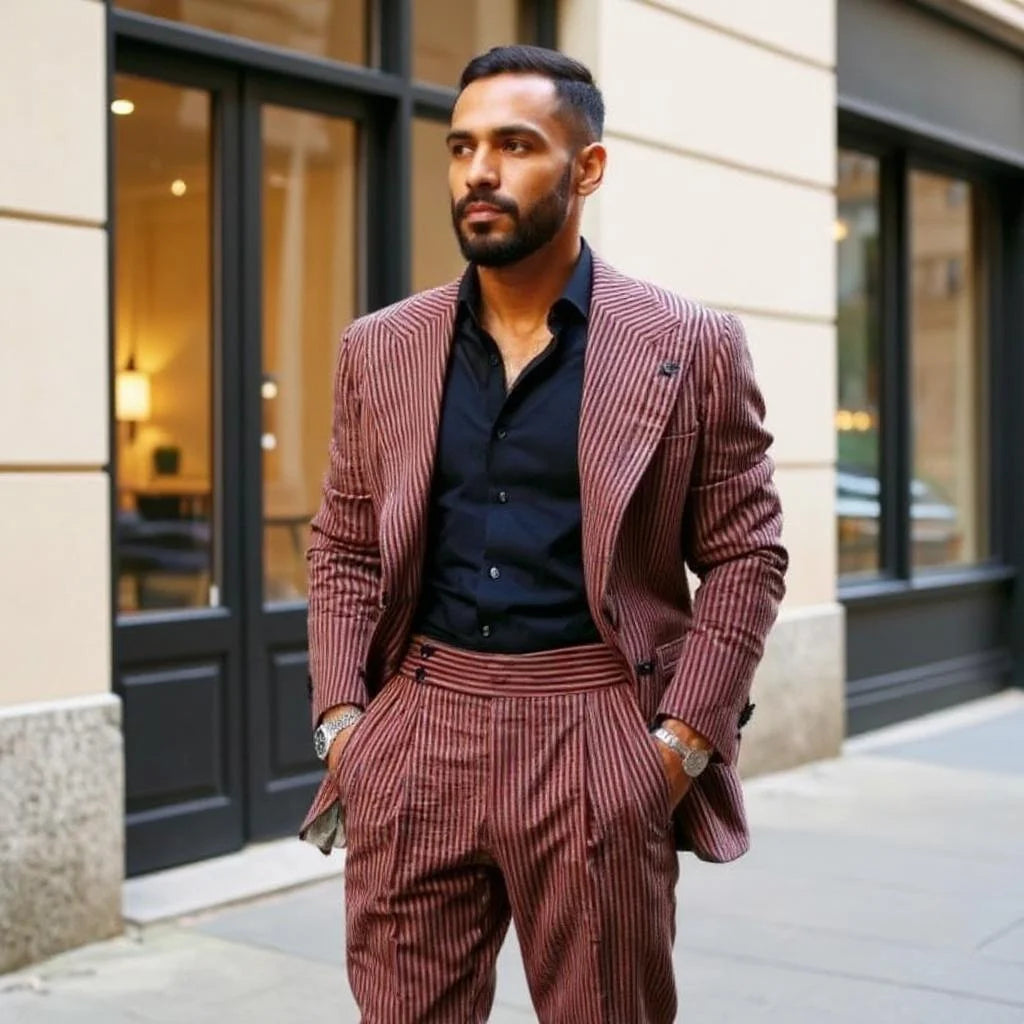 Stripe Formal Men Suits for Business Party