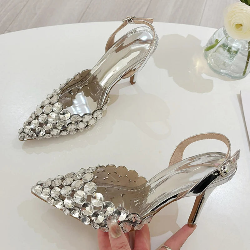Elegant Pointed Toe Slingback Stiletto Sandals High Heels Pumps