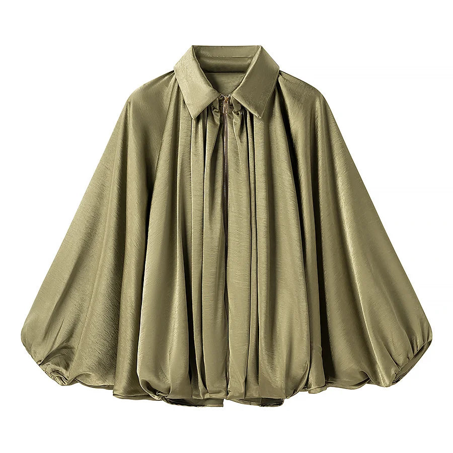 WOMAN Fashion European and American Summer New Product Silk Texture Pilot Jacket