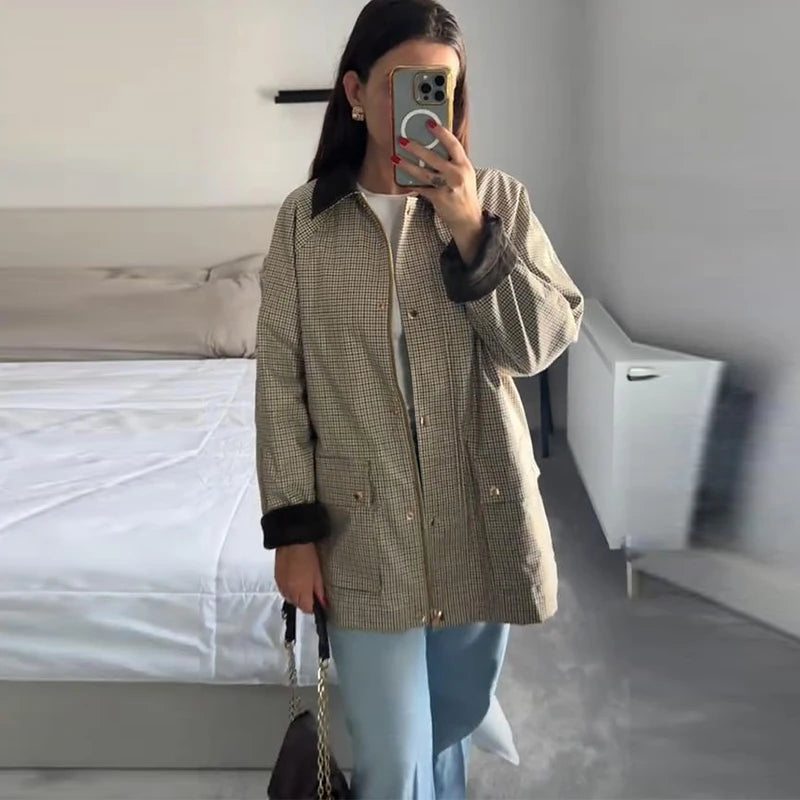 Casual Women Jacket Turn-down Collar Full Sleeve Single Breasted Female Jackets