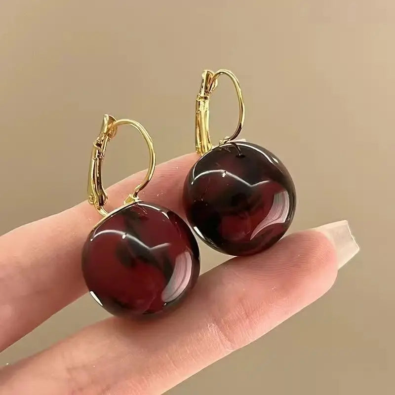 Smooth Leopard Round Bead Earrings for Women