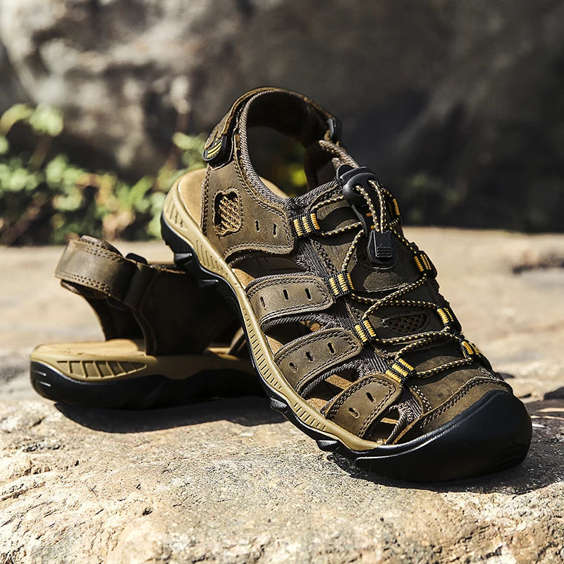 Genuine Leather Mens Water Beach Sandals
