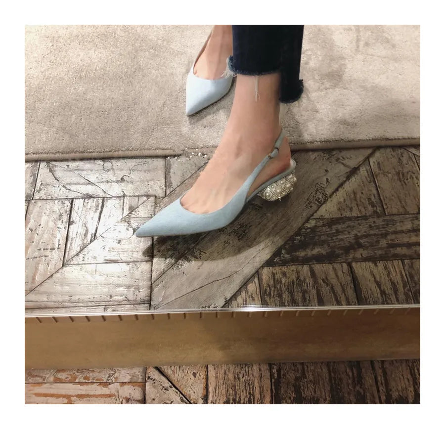 Women's Summer New Thick Heel Pointed Head Bag Head Sandals