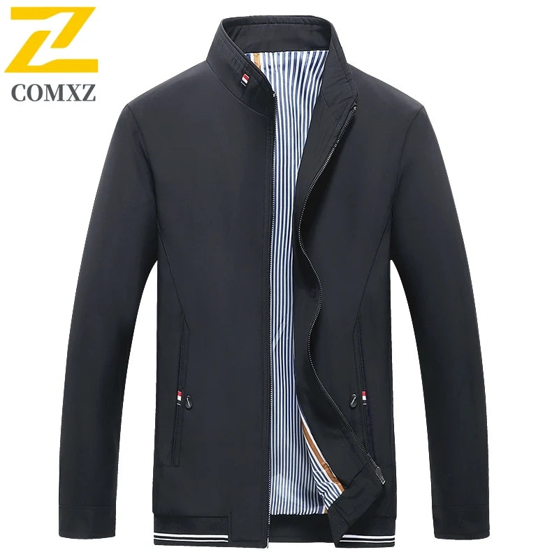 Brand Jacket Men's Spring And Autumn Fashion All-match Solid Color Collar Windproof Jacket