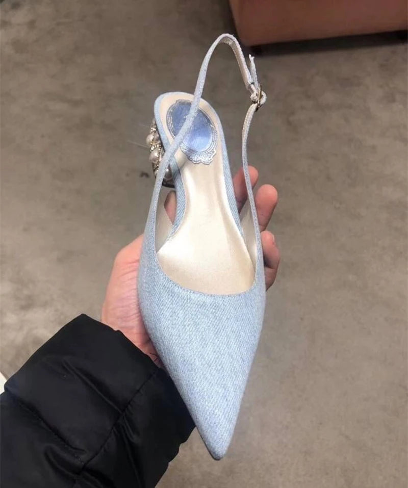 Women's Summer New Thick Heel Pointed Head Bag Head Sandals