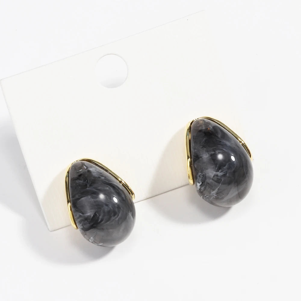 Retro Simple Elegant Brown Resin Stud Earrings For Women