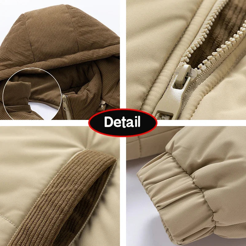 Autumn Winter Men Outdoor Removable Hooded Windbreak Jacket