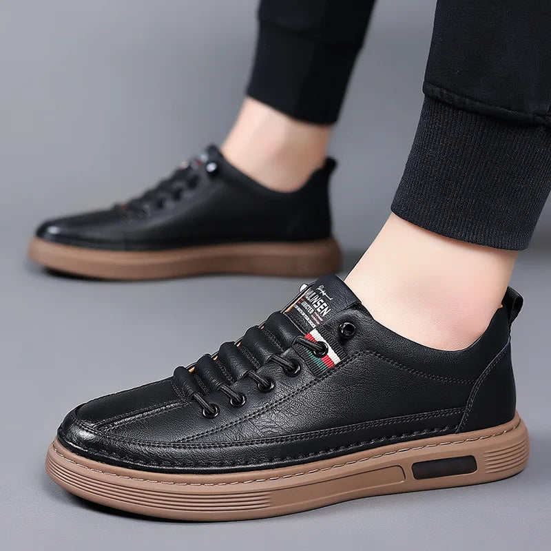 Men's Casual Shoes Spring Autumn Depressurized Breathable Lace free Leather Shoes