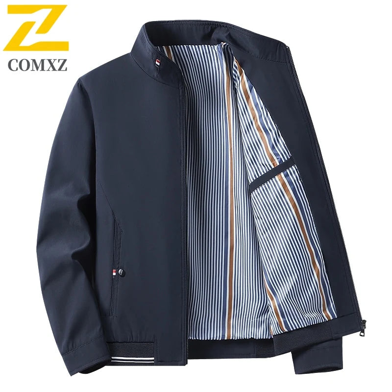 Brand Jacket Men's Spring And Autumn Fashion All-match Solid Color Collar Windproof Jacket