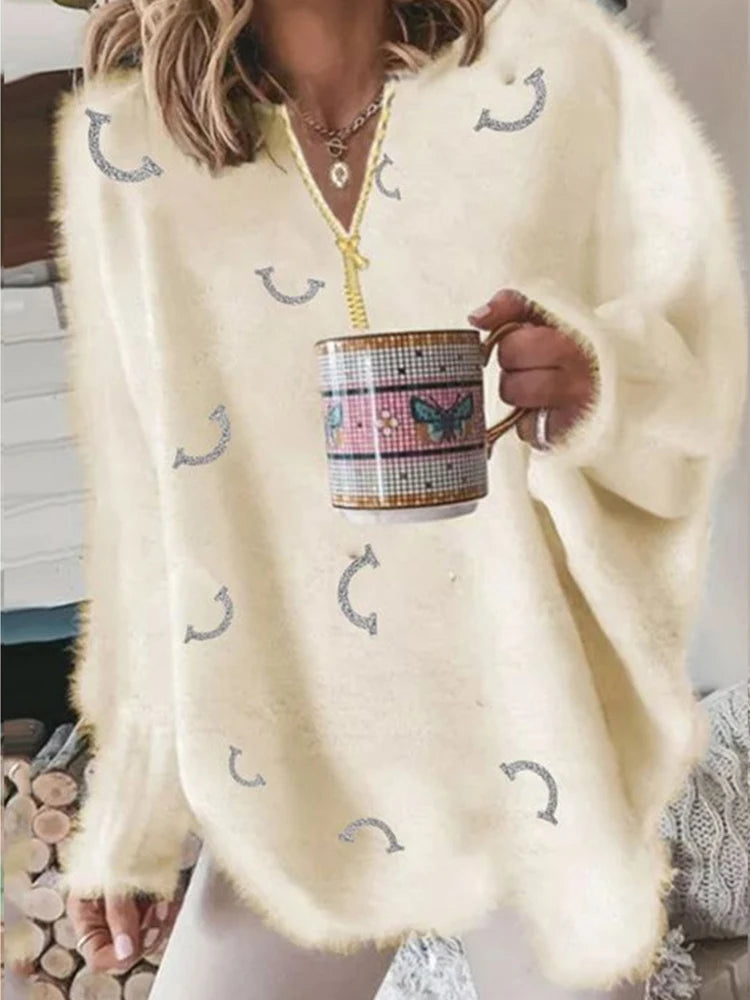 Women's V Neck Long Sleeve Sweater