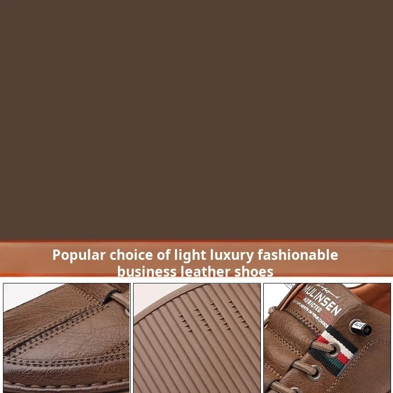Men's Casual Shoes Spring Autumn Depressurized Breathable Lace free Leather Shoes