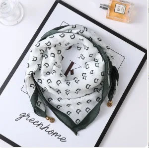 Luxury Magnetic Buckle Striped Silk Scarf