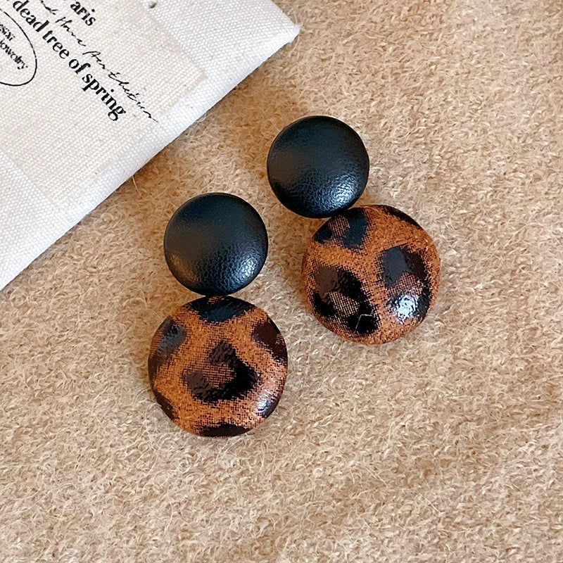 Smooth Leopard Round Bead Earrings for Women