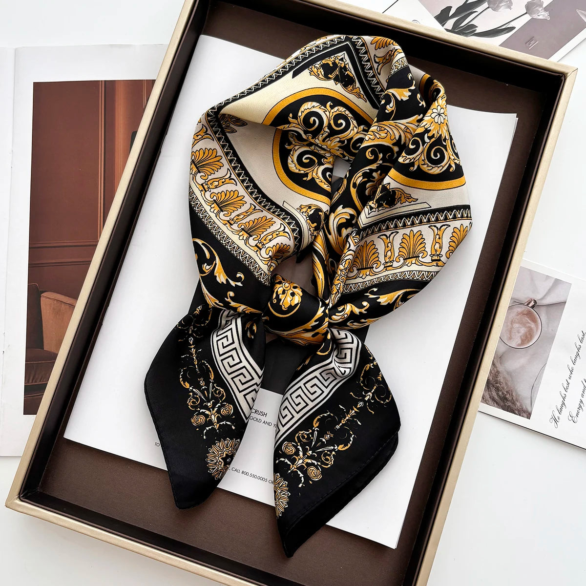Luxury Women's Vintage Versatile Thin Satin Scarf