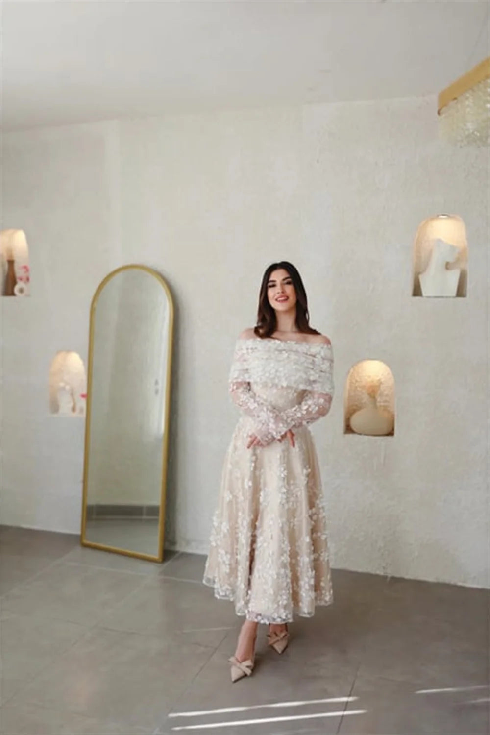 Bella Champagn Tulle Evening dresses