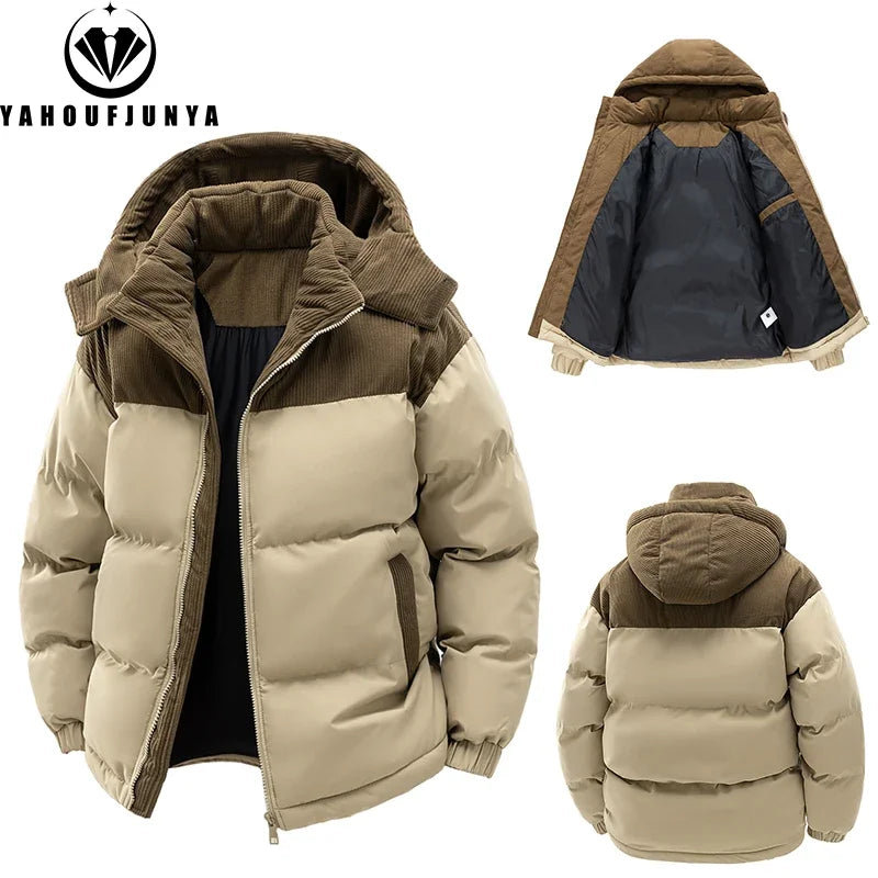 Autumn Winter Men Outdoor Removable Hooded Windbreak Jacket