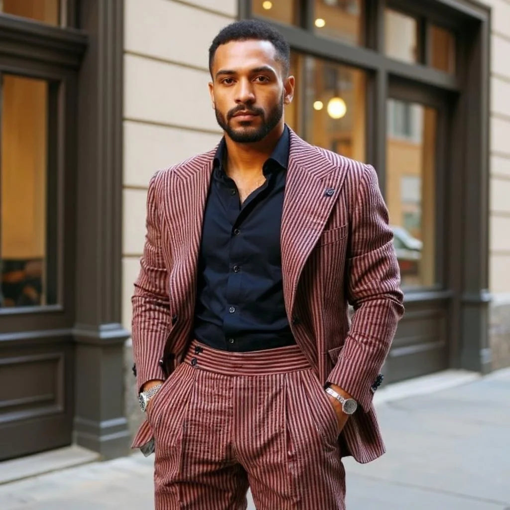 Stripe Formal Men Suits for Business Party