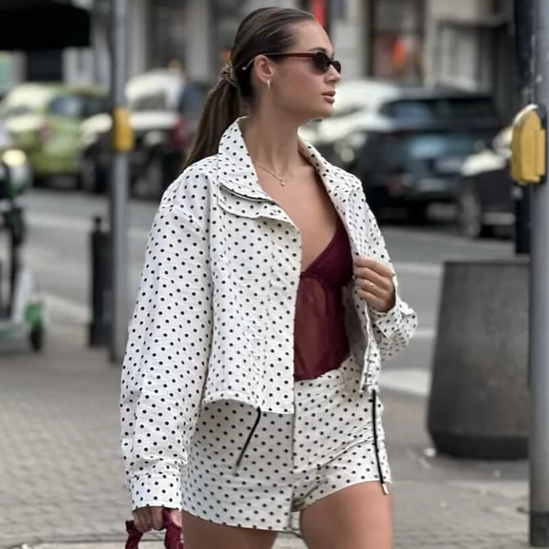 Polka Dot Bomber Jacket Women's Jackets