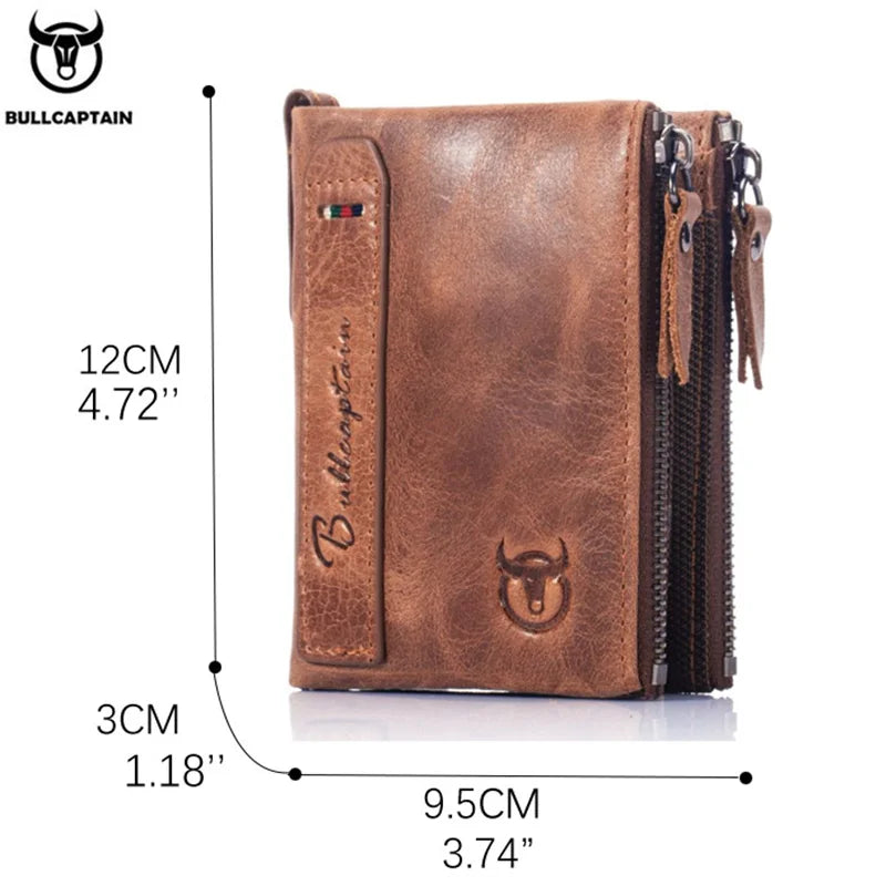 Retro Leather Men's Wallet Leather Zipper Buckle Short Money Wallet