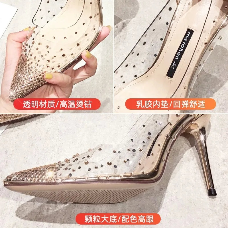 New Luxury Fairy Style Transparent High Heels Shoe