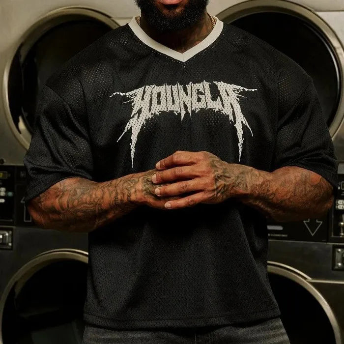 2025 YOUNGAL New Men's Fitness T-shirts clothing sports Tshirt