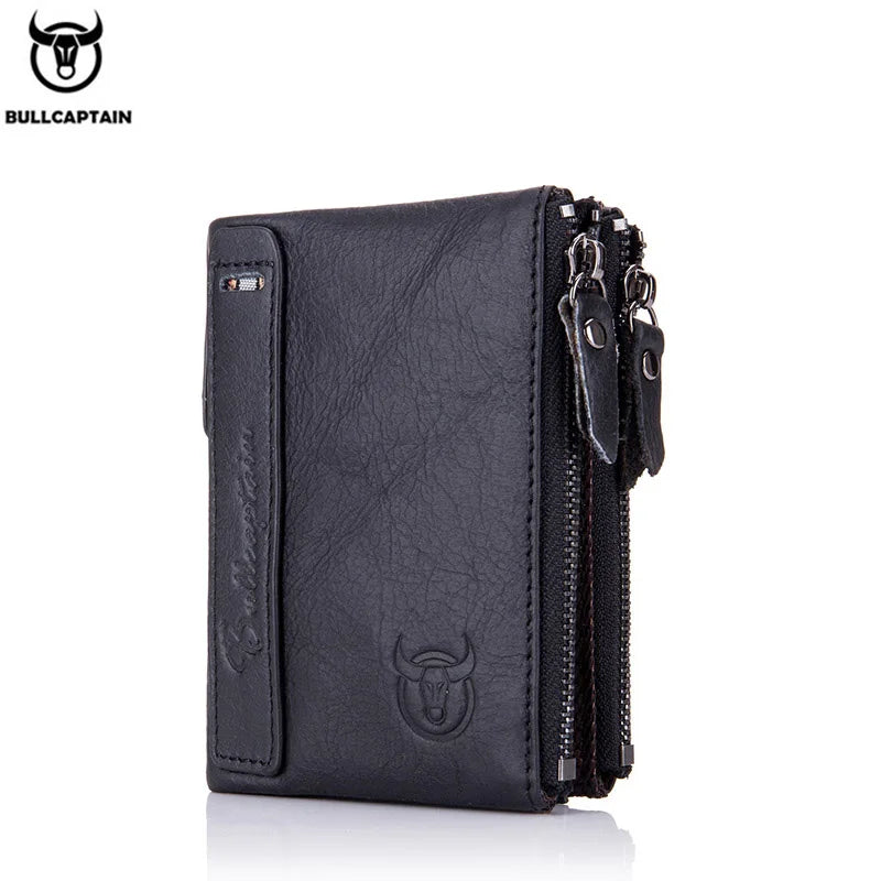 Retro Leather Men's Wallet Leather Zipper Buckle Short Money Wallet