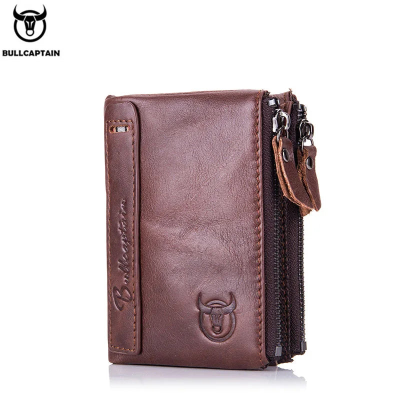 Retro Leather Men's Wallet Leather Zipper Buckle Short Money Wallet