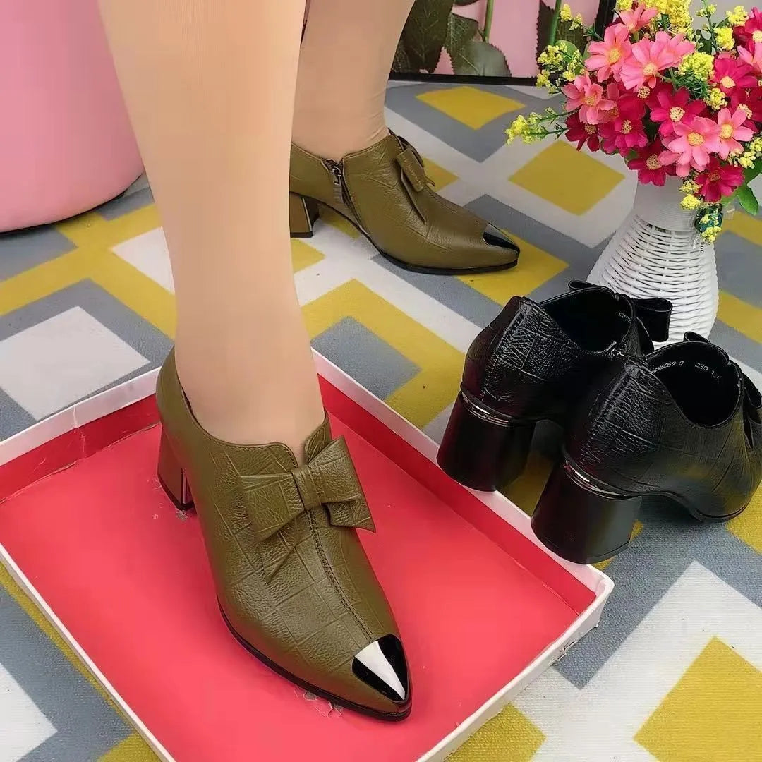 Platform Heels Ladies Leather Shoes