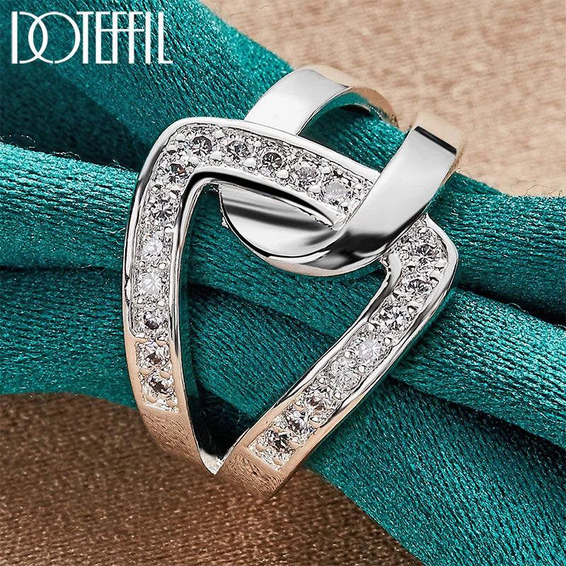 925 Sterling Silver Geometry AAAAA Zircon Ring For Woman