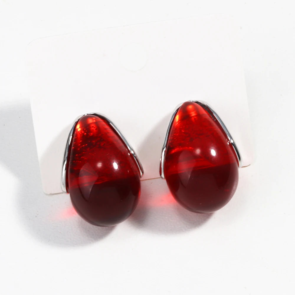 Retro Simple Elegant Brown Resin Stud Earrings For Women