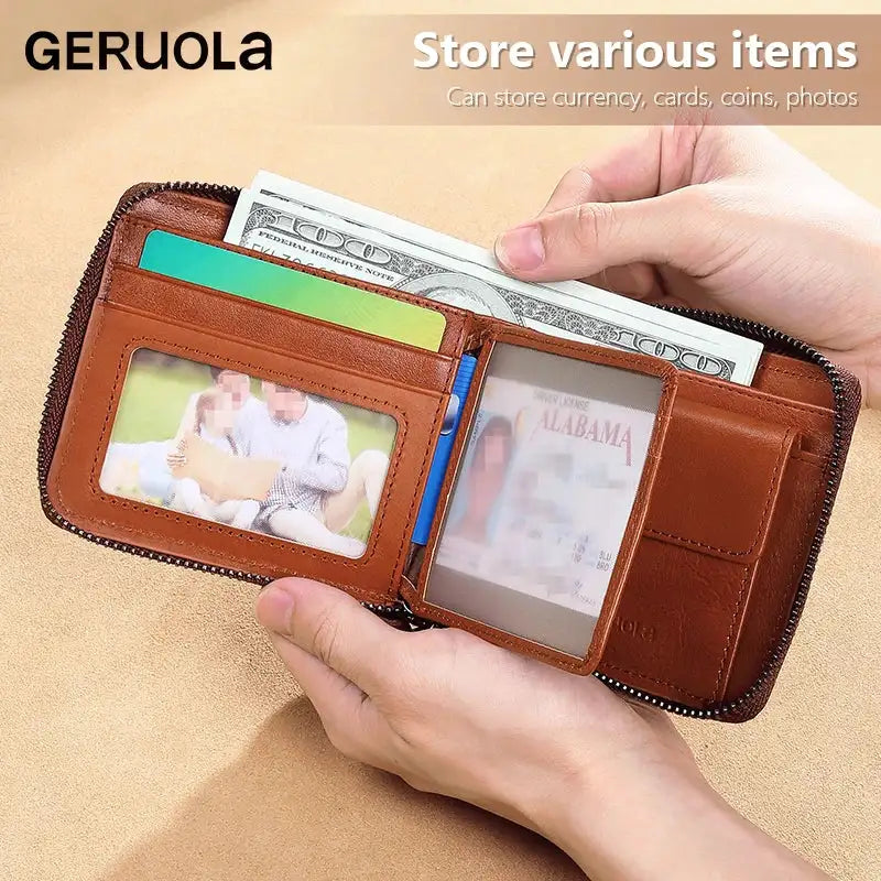 Genuine Leather Zipper Wallet