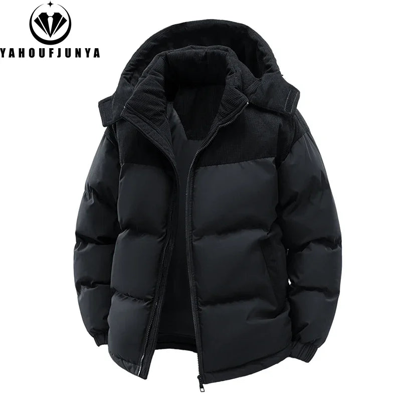 Autumn Winter Men Outdoor Removable Hooded Windbreak Jacket
