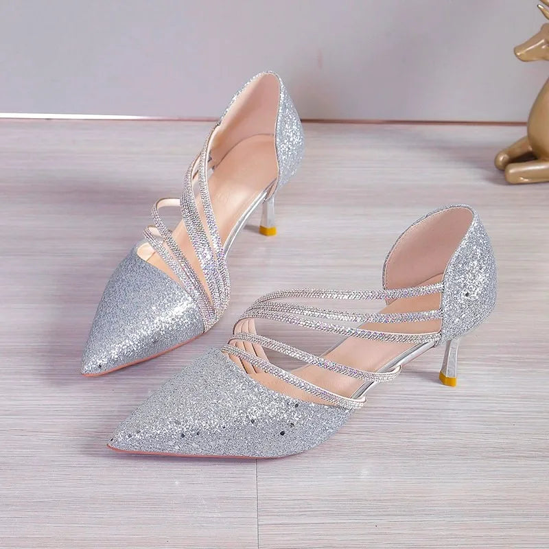 Sexy Pointed-Toe Champagne Ladies High Heels