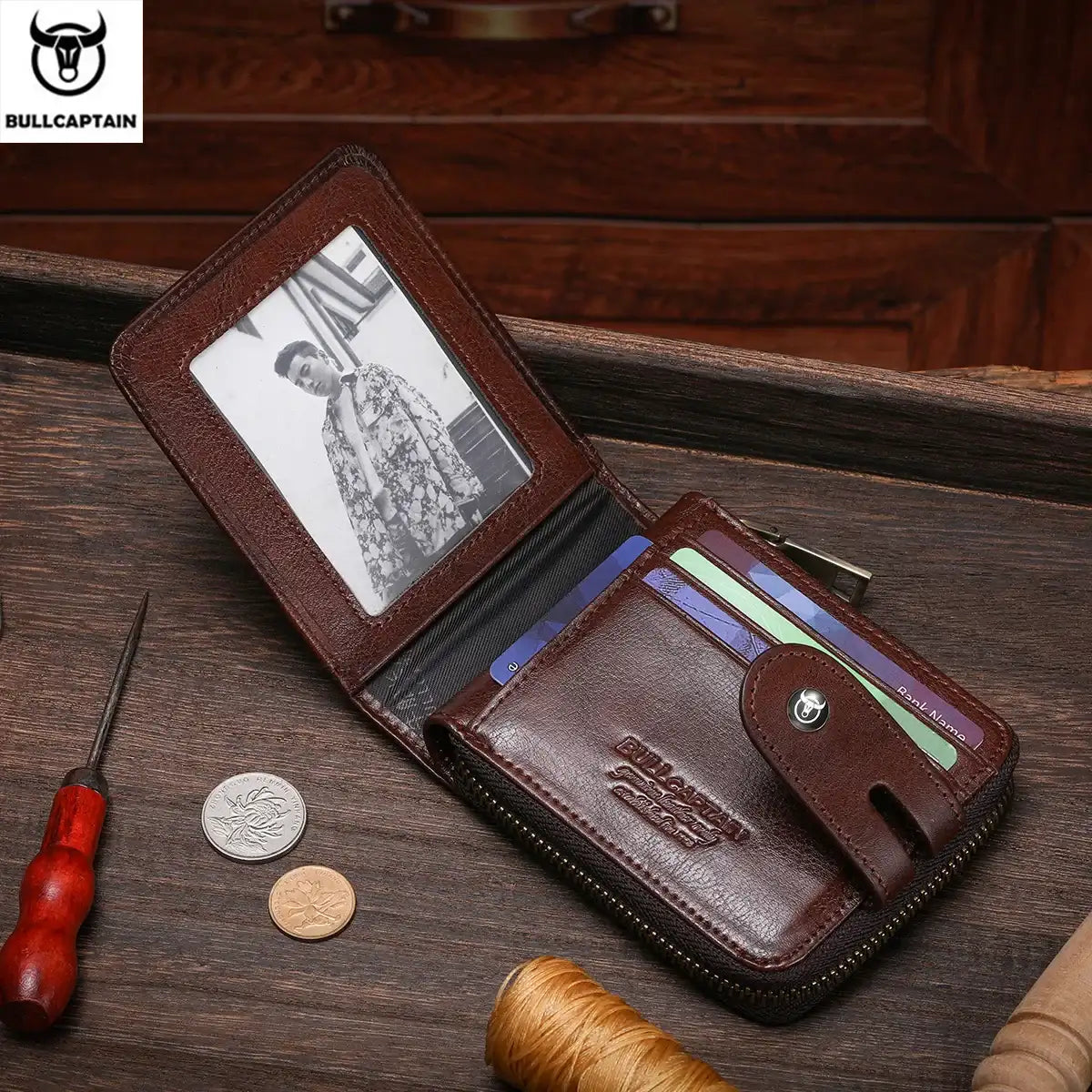 Genuine Leather Men's Bifold Wallet
