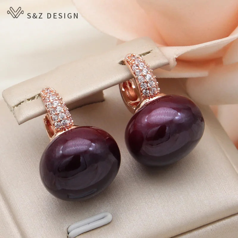 Round Big Pearl Dangle Earrings For Women