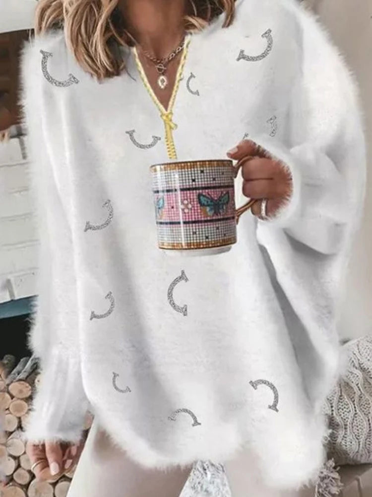 Women's V Neck Long Sleeve Sweater