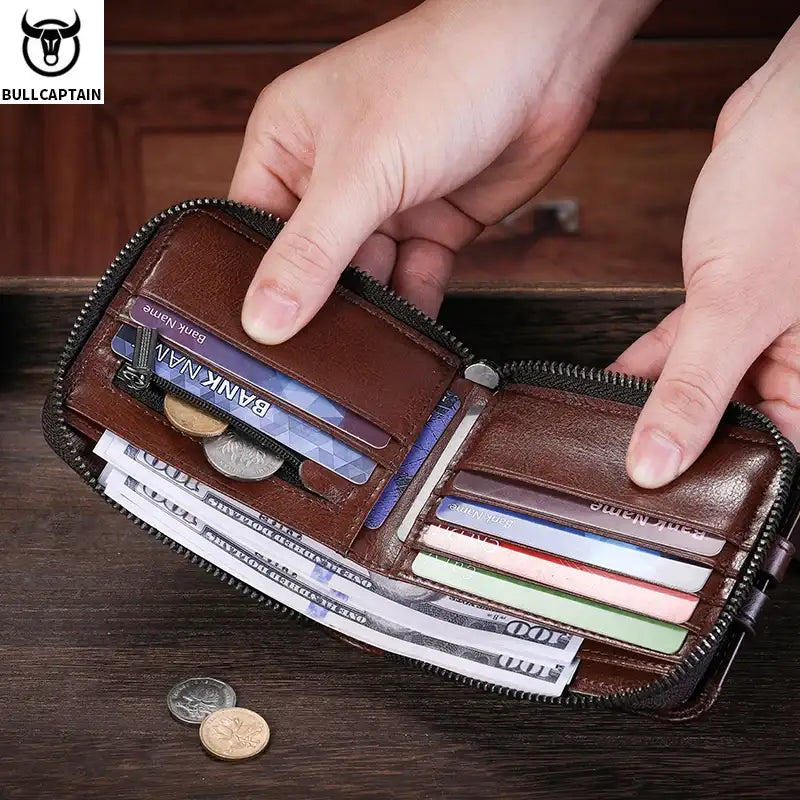 Genuine Leather Men's Bifold Wallet