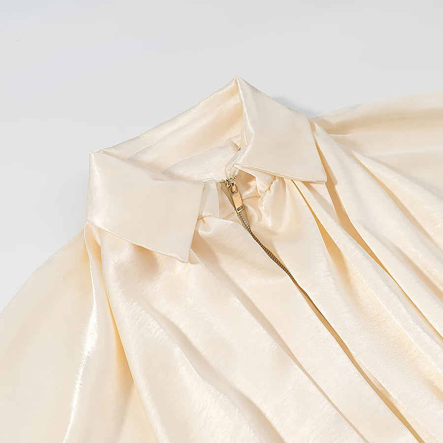 WOMAN Fashion European and American Summer New Product Silk Texture Pilot Jacket