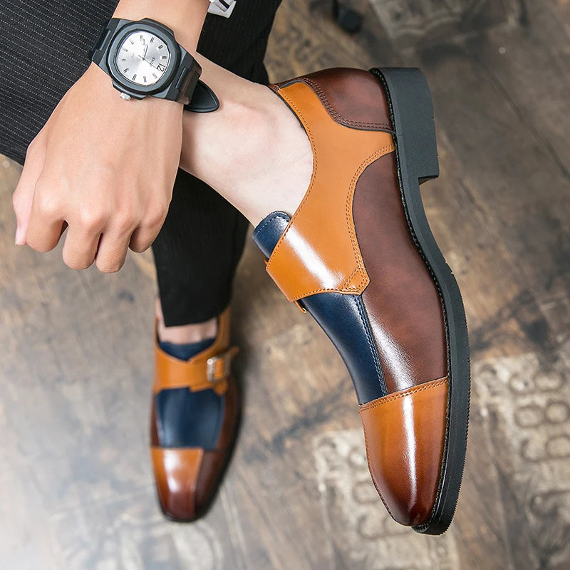 New 47 plus size 48 Men's Patchwork Casual Leather Shoes