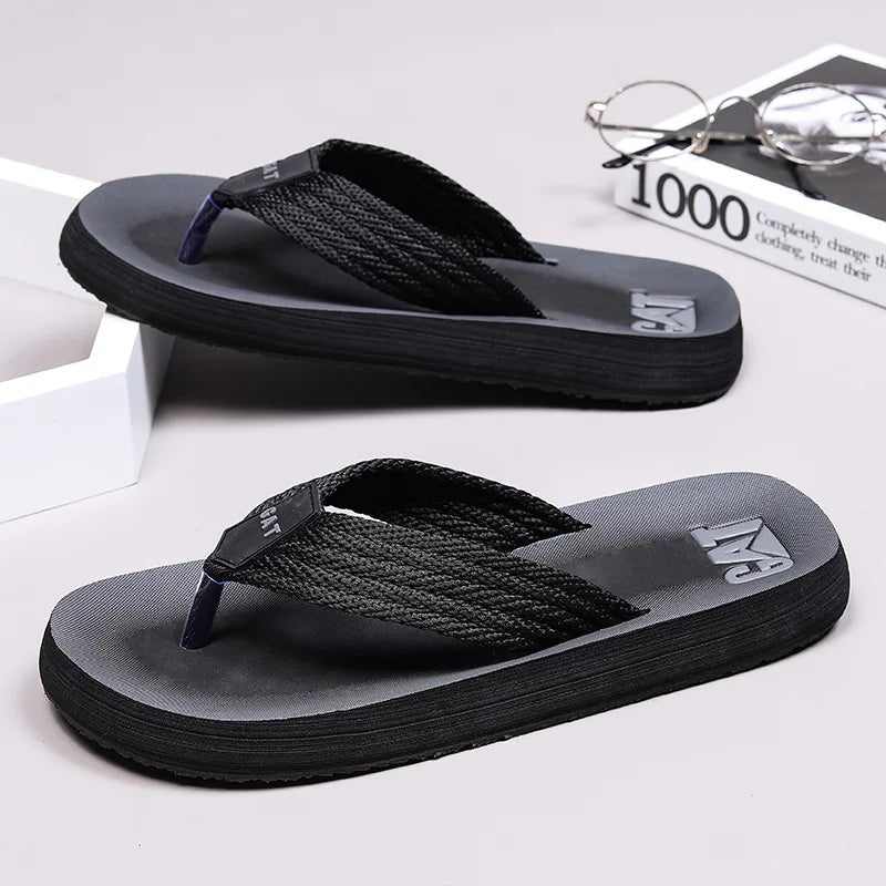 Men's GAT Flip-Flops Wide Strap Non-Pinch Retro Outdoor Anti-Slip Breathable British Style Slippers
