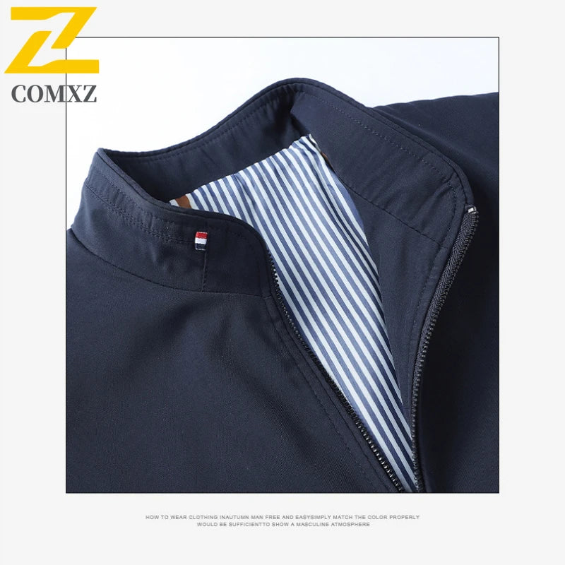 Brand Jacket Men's Spring And Autumn Fashion All-match Solid Color Collar Windproof Jacket