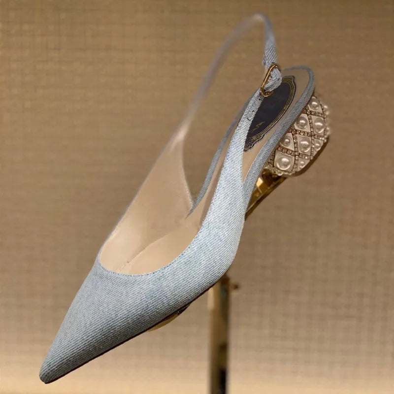 Women's Summer New Thick Heel Pointed Head Bag Head Sandals