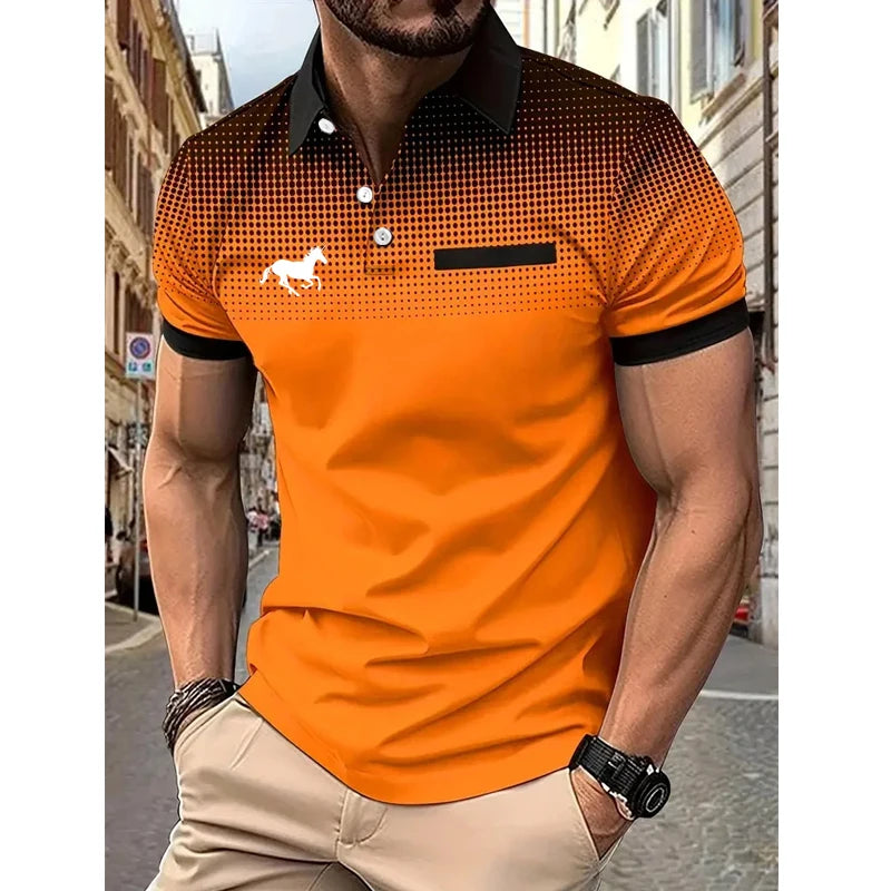Men Summer Fashion Slim Fit Sport Short Sleeve 100% Polyester Polo Shirt
