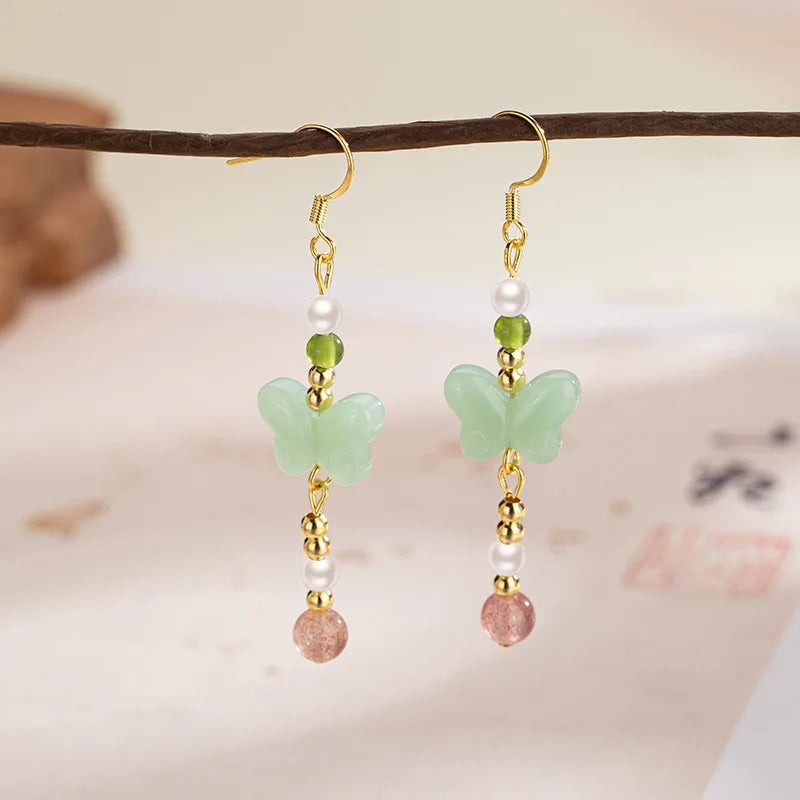 925 Sterling Silver Jade Drop Earring for Women