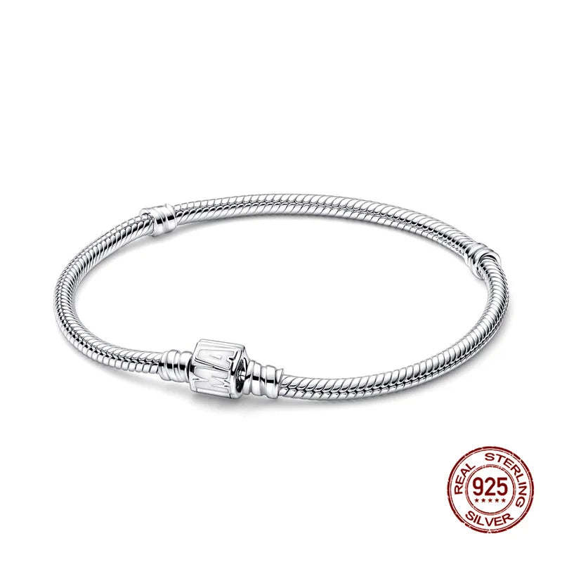 925 Silver Disney Original 17-20CM Gypsophila Snake Bones Chain Bracelet for Women