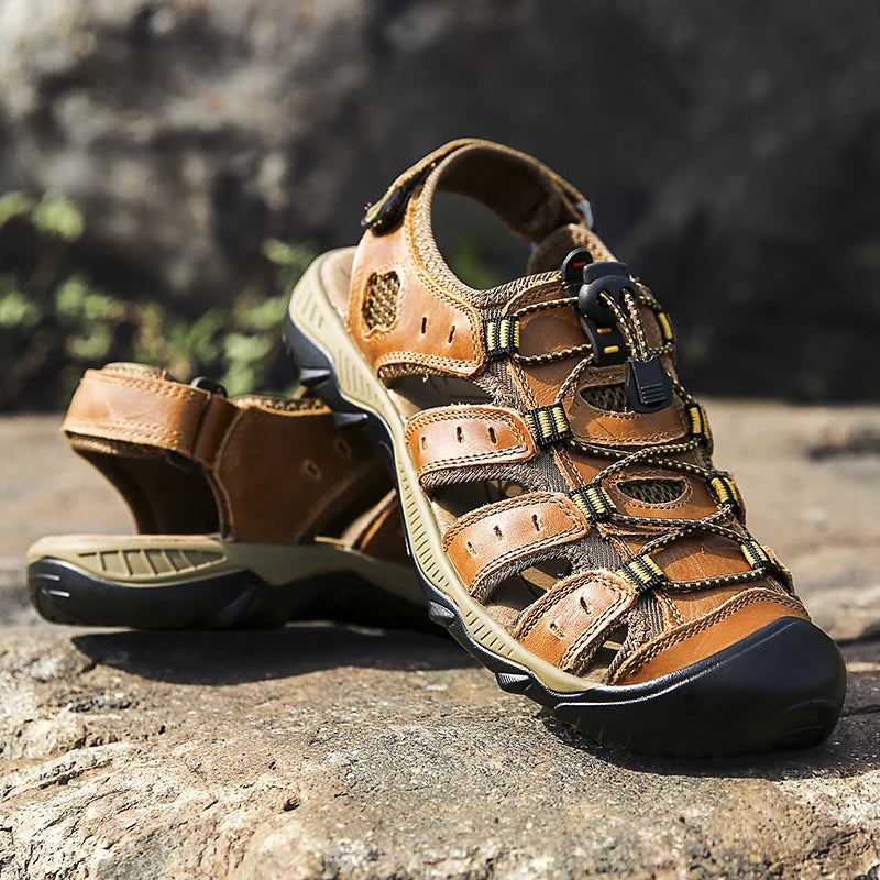 Genuine Leather Mens Water Beach Sandals