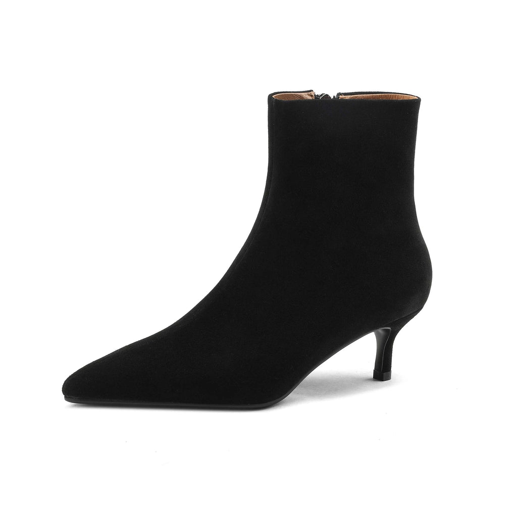 Krazing Pot Big Size Cow Suede Pointed Toe High Heels Modern Boots