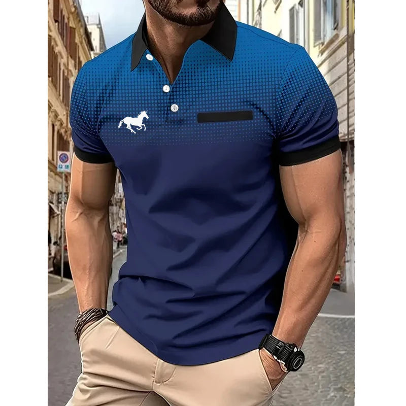 Men Summer Fashion Slim Fit Sport Short Sleeve 100% Polyester Polo Shirt